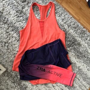 Zyia Active Coral Tank and Leggings Set